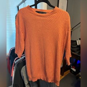 Short sleeve orange sweater long shirt - great for over leggings to dress up!